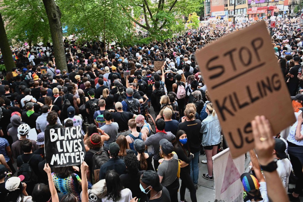 Protesters at a Black Lives Matter demonstration in New York City on Tuesday. Photo: AFP