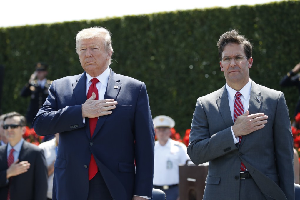 US President Donald Trump with Defence Secretary Mark Esper (R). Photo: AP