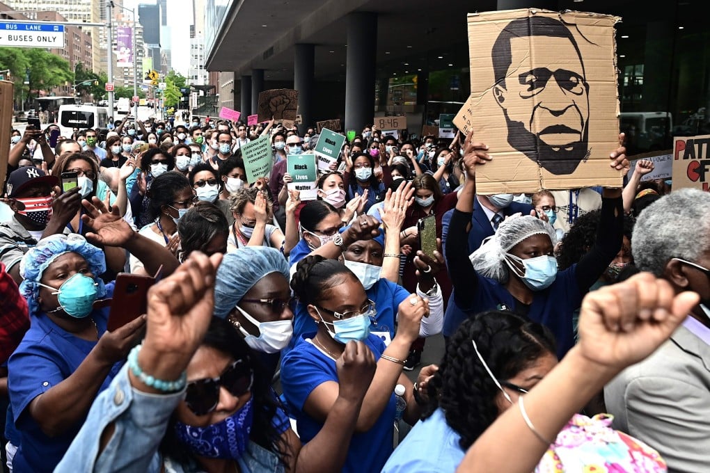 Nurses and health care workers attend a ‘Black Lives Matter’ rally in New York City. Photo: AFP