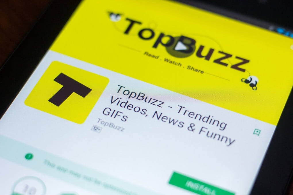 The TopBuzz app, from TikTok owner ByteDance, is seen displayed on a tablet. Photo: Shutterstock
