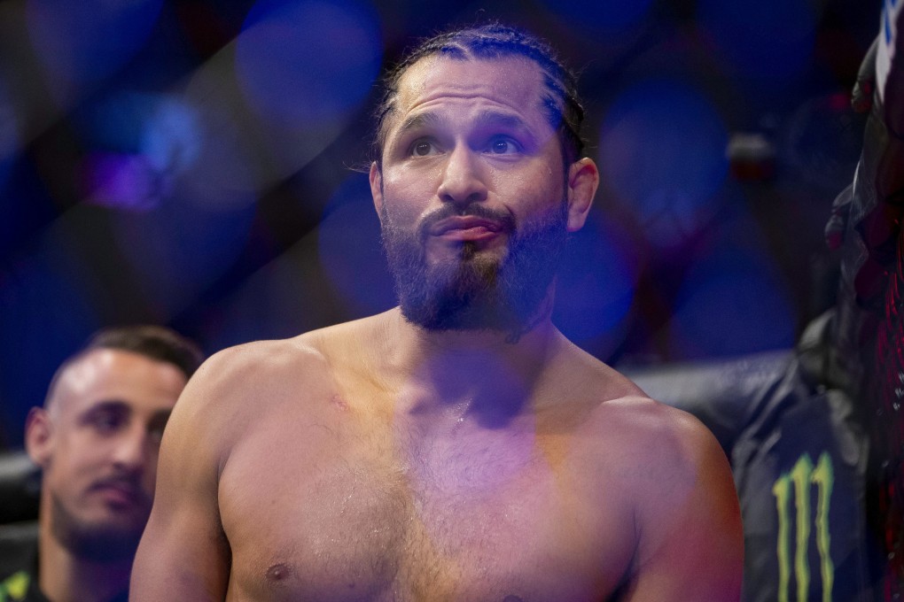 Jorge Masvidal celebrates his record-breaking knockout victory over Ben Askren during their welterweight fight at UFC 239 in Las Vegas in 2019. Photo: AP