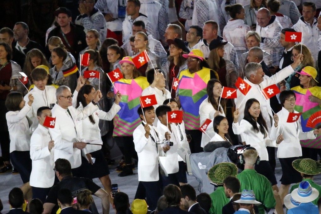 The Hong Kong delegation enters the stadium during the opening ceremony of the Rio Olympic Games, at the Maracana Stadium in Rio de Janeiro, Brazil, on August 5, 2016. Photo: EPA
