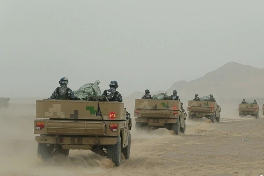 Chinese soldiers head to the northwest plateau in images of the operation shown on state television. Photo: Weibo