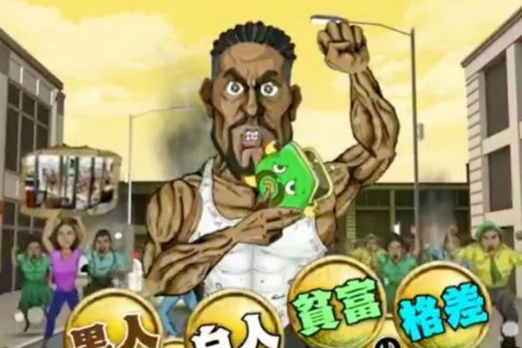 The NHK animation sought to explain the protests in the US but failed to mention the death of George Floyd or police brutality. Photo: Handout