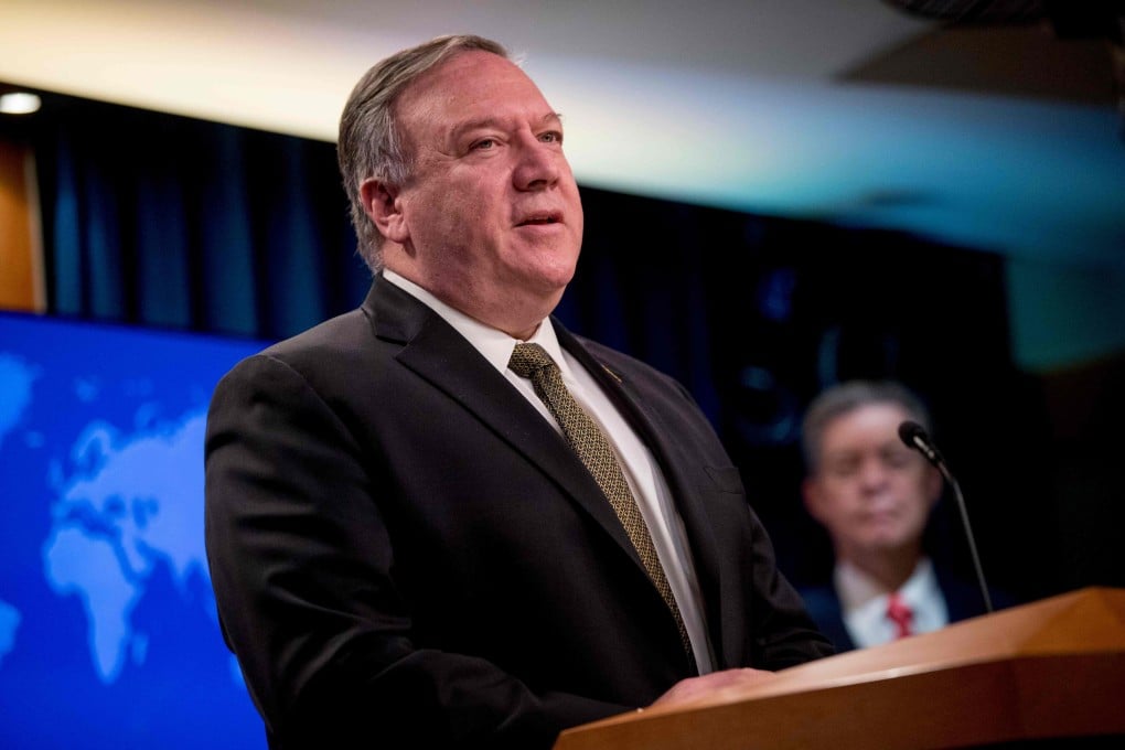 US Secretary of State Mike Pompeo speaks during a news conference at the State Department in Washington on Wednesday. Photo: AFP