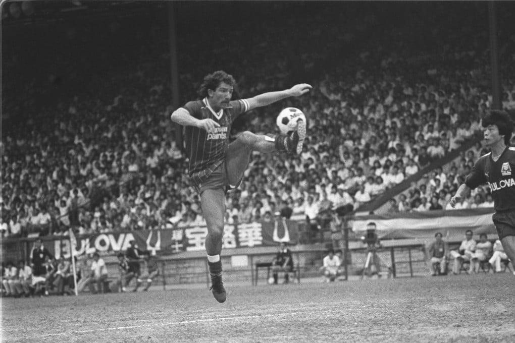 Liverpool player Graeme Souness gets the ball in the match against Hong Kong side Bulova, at the Hong Kong Stadium, in 1983. Photo: SCMP