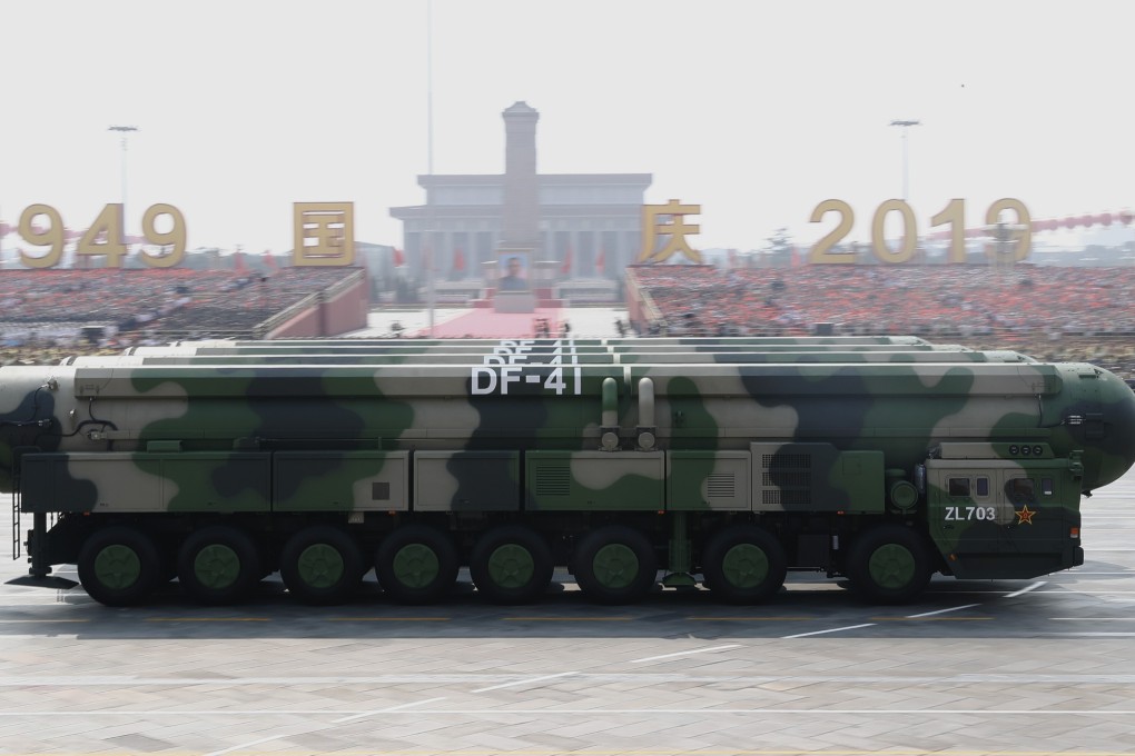 China rolls out its Dongfeng-41 intercontinental strategic nuclear missiles during a military parade in Beijing last year. Photo: Xinhua