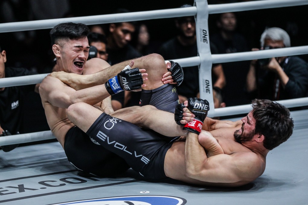 Garry Tonon locks in a heel hook as Yoshiki Nakahara taps. Photos: ONE Championship