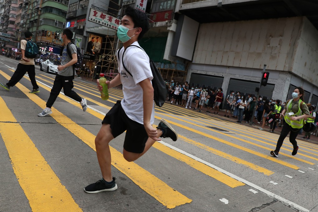 Anti-government protesters in Mong Kok, Hong Kong, on May 27 during demonstrations against the national anthem law and the national security law. Photo: Sam Tsang