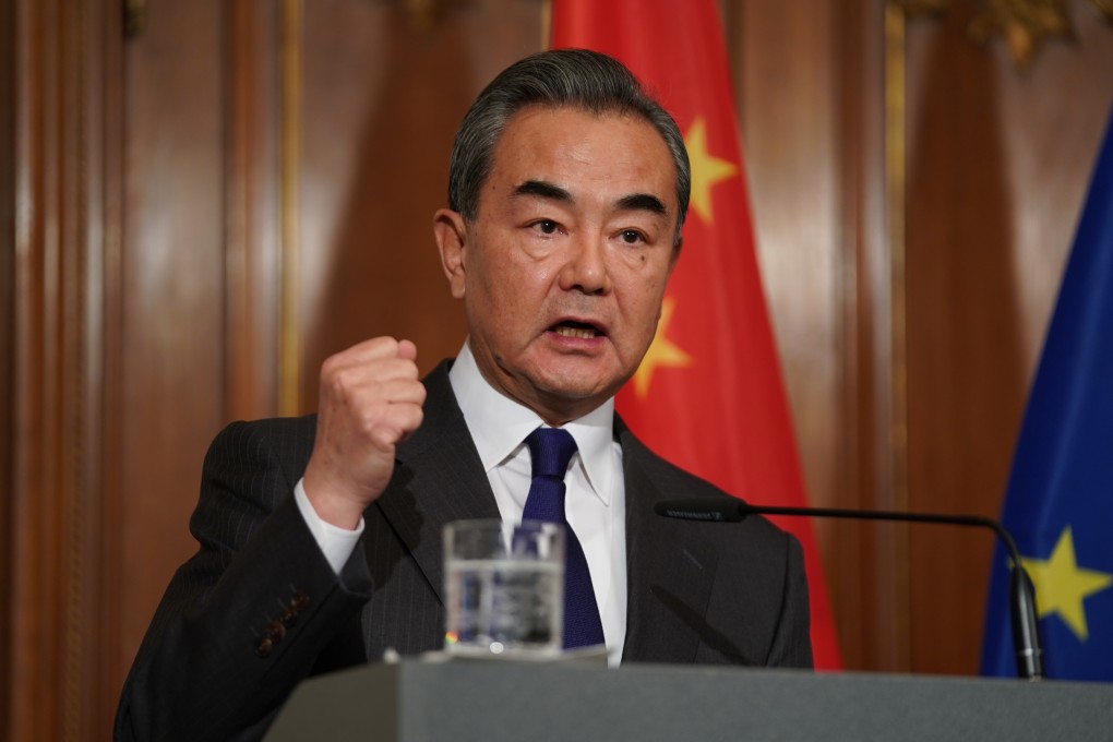 Chinese Foreign Minister Wang Yi attends a press conference at the Villa Borsig in Berlin on February 13. Photo: EPA-EFE