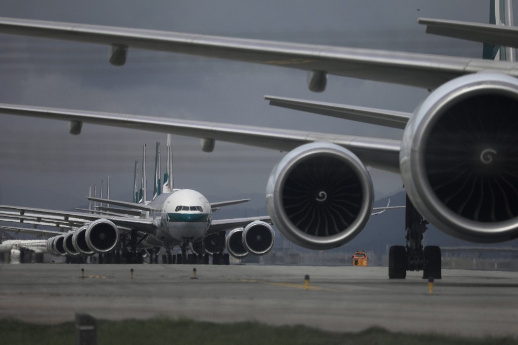 Cathay Pacific planes sit idle at the Hong Kong International Airport amid the coronavirus pandemic. Photo: Sam Tsang