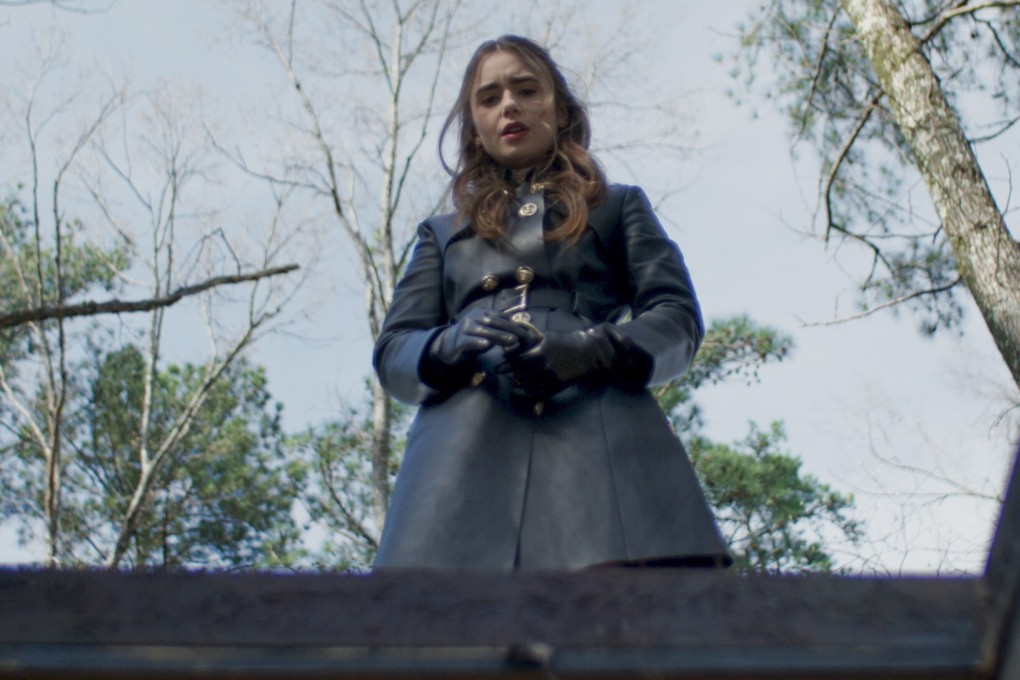 Lily Collins in a scene from Inheritance (category: IIB), directed by Vaughn Stein and co-starring Simon Pegg. Photo: Daniel Mitchell