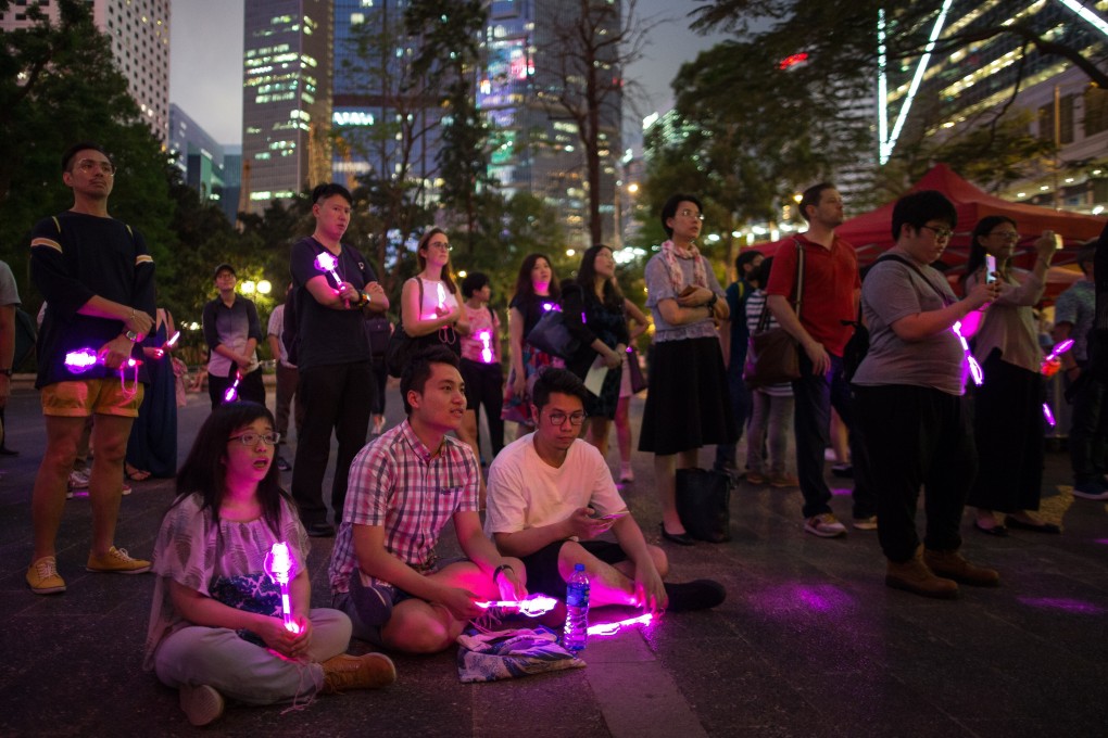An evening of solidarity to mark the International Day Against Homophobia, Transphobia and Biphobia, in Hong Kong on May 17, 2019. Photo: EPA-EFE