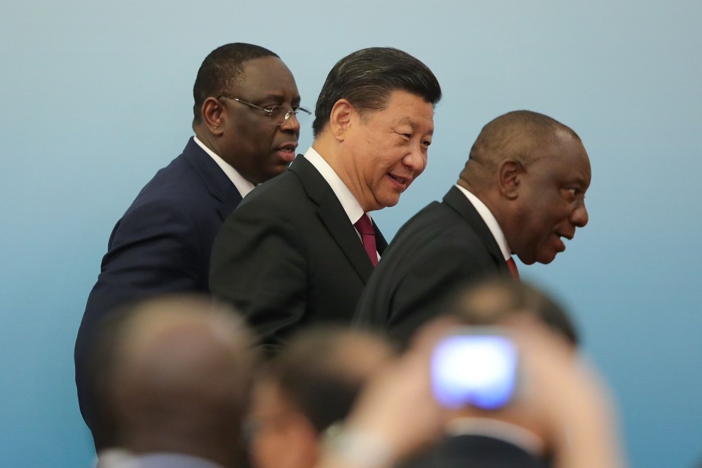 Chinese President Xi Jinping (centre) pictured with South African President Cyril Ramaphosa (right) and Senegalese President Macky Sall (left). Xi will address a summit of African nations on Wednesday on the fight against coronavirus. Photo: AFP