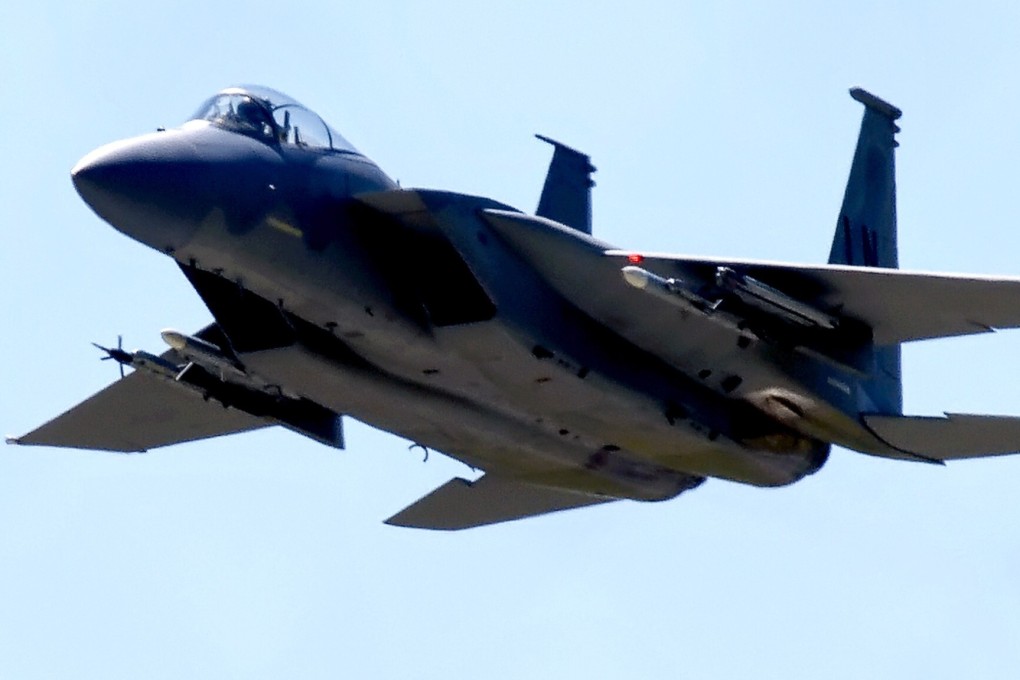 A US Air Force F-15 fighter jet on a training mission from a British Royal Air Force base in eastern England crashed in the North Sea on June 15, the US Air Force said. Photo: AFP
