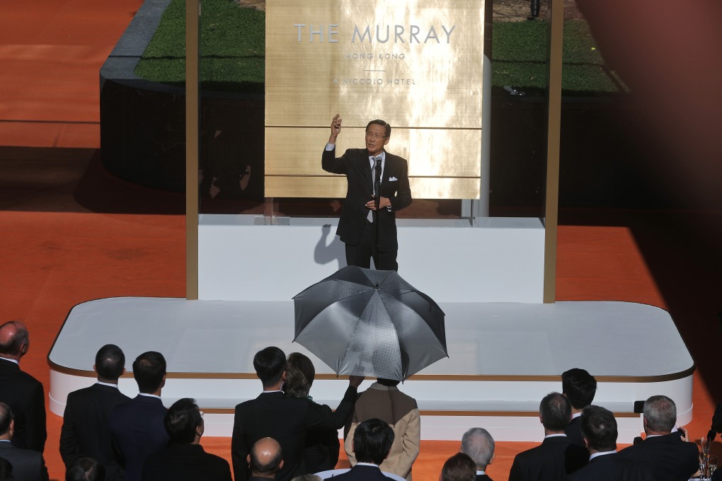 Wheelock’s Peter Woo Kwong-ching attends the 2017 unveiling ceremony of The Murray hotel, one of the group’s major properties in Hong Kong. Photo: Sam Tsang