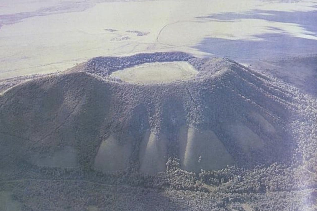 The modelling suggests the magma chambers dwarf the Wei Mountain volcano, which is 100 metres tall and 5km wide. Photo: Handout