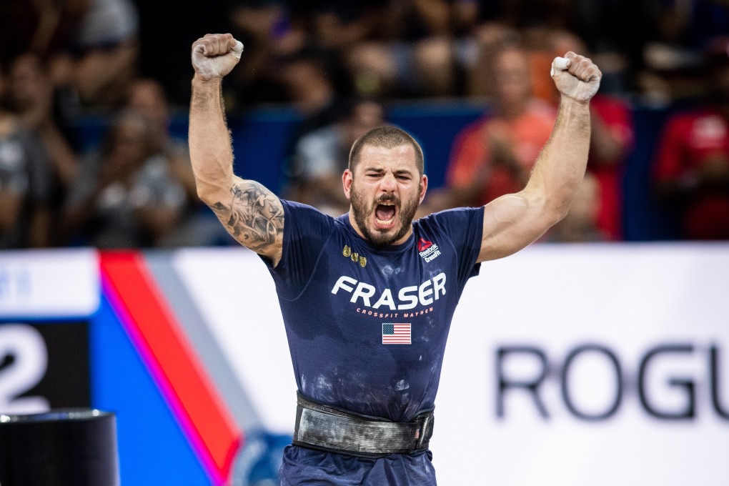 Mat Fraser, four times winner of the CrossFit Games, celebrates another event victory in 2019. Photo: Michael Valentin