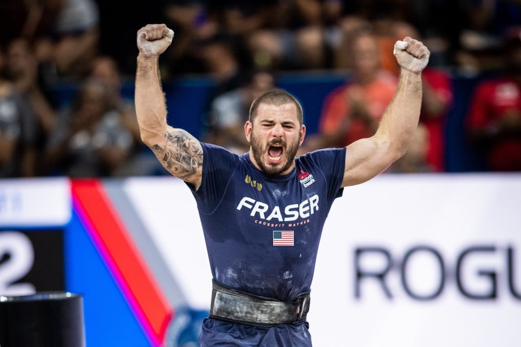 Mat Fraser, four times winner of the CrossFit Games, celebrates another event victory in 2019. Photo: Michael Valentin