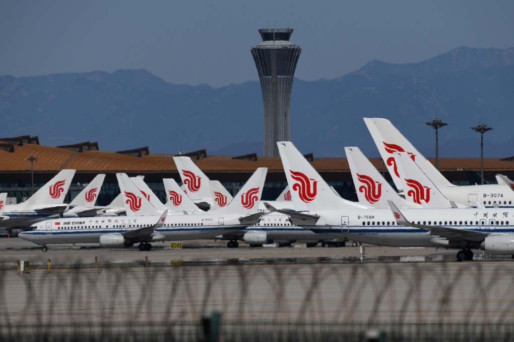 Air China planes parked on the tarmac at Beijing Capital Airport in March. Photo: AFP