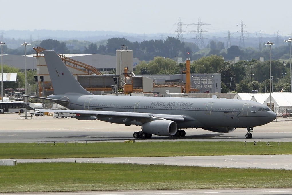 The grey RAF Voyager is being painted in the British union flag colours to “better represent the UK around the world with national branding”. Photo: PA via AP