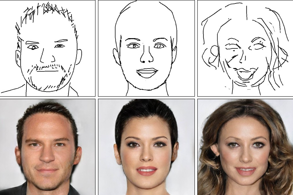 Chinese researchers design AI that generates realistic faces from rough sketches. (Picture: DeepFaceDrawing)