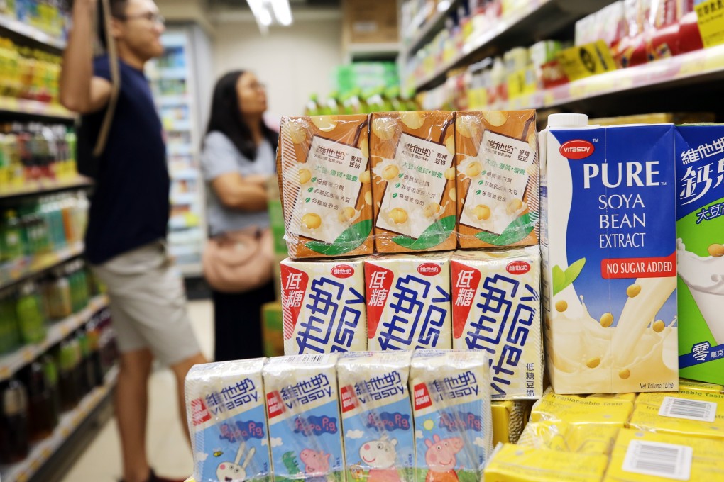 Some of Vitasoy’s product line-up on display in a local supermarket in Hong Kong. Photo: Winson Wong