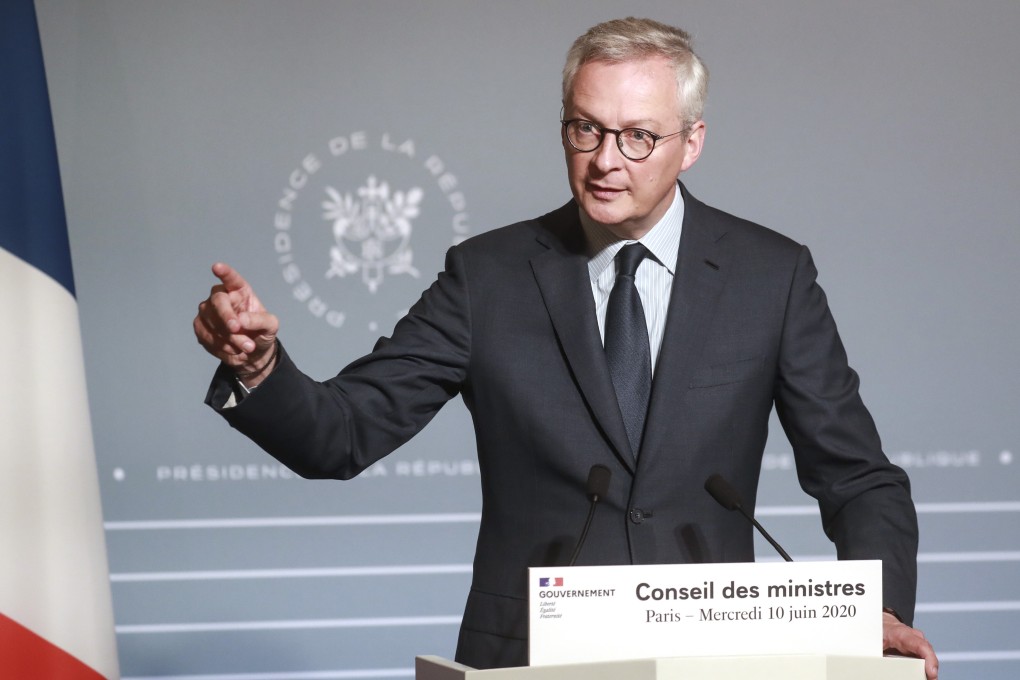French Finance Minister Bruno Le Maire attends a press conference after the weekly cabinet meeting. France’s finance minister has called the. Photo: AP Photo