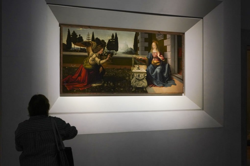 Microbes could be a new weapon in the fight against counterfeit paintings. Annunciation by Leonardo da Vinci, during a press tour of the Uffizi museum on June 3, 2020. Photo: AP /Andrew Medichini