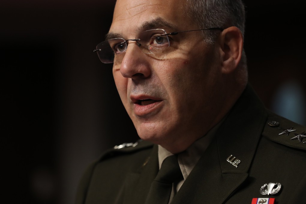 Gustave Perna testifies before the Senate Armed Services Committee during his confirmation hearing to co-lead “Operation Warp Speed”, an effort to find a vaccine for Covid-19 in Washington on Thursday. Photo: EPA-EFE