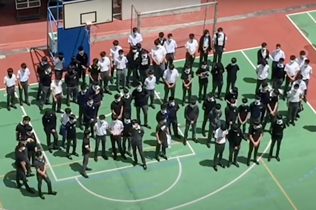Students at Ying Wa College held the event on the school’s basketball court where they chanted pro-independence slogans and sang the anti-government movement anthem Glory to Hong Kong. Photo: YouTube
