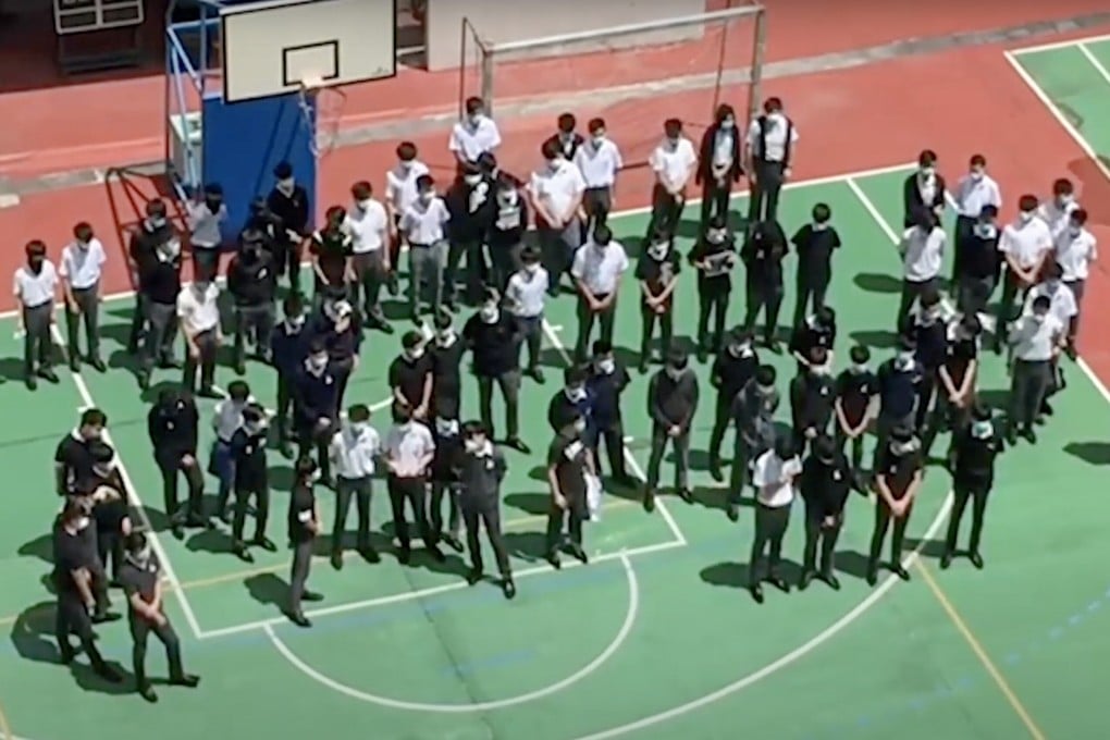 Students at Ying Wa College held the event on the school’s basketball court where they chanted pro-independence slogans and sang the anti-government movement anthem Glory to Hong Kong. Photo: YouTube