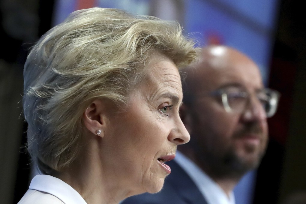 European Commission President Ursula von der Leyen and European Council President Charles Michel address the media after the EU-China summit. Photo: AP