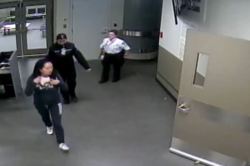 Vancouver airport security footage shows Huawei executive Meng Wanzhou (left) before her arrest on December 1, 2018. Photo: SCMP