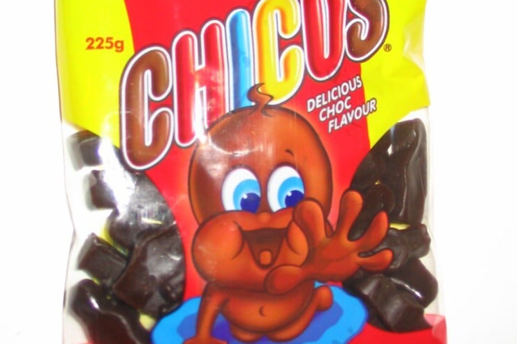 Chicos are made by Nestle, under their Australian brand Allen's, out of gelatinous sugar flavoured with cocoa. Its packaging carried an image of a black baby in overalls until at least 2013. Photo: Twitter