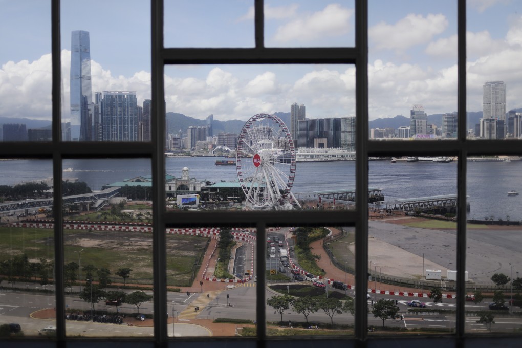 The Hong Kong Observation Wheel and Central Harbourfront seen from City Hall in Central, Hong Kong. Photo: Winson Wong