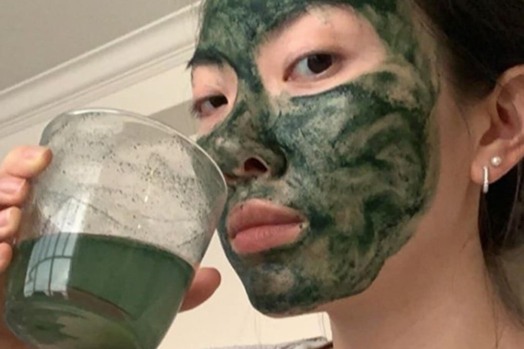 Priscilla Tsai tests a face mask from her Cocokind line on herself, and one of Cocokind’s “ingestible beauty” drink mixes. An acne sufferer, she quit Wall Street to find a cure, and launched an all-natural skincare line built around superfood ingredients. Photo: Instagram