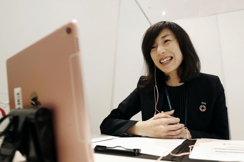 An interviewer meets a student online for a company in Tokyo, Japan. Several companies in Japan are testing AI to help recruit talent and see if they would be a good fit for the role and company. Photo: Kyodo