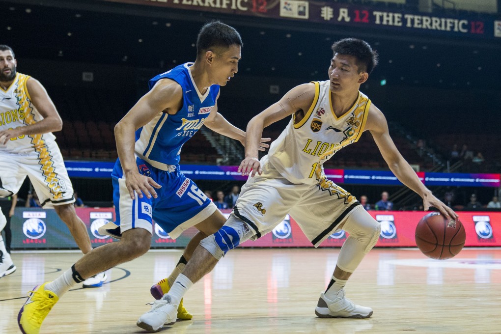 Chinese Basketball Association team Zhejiang Guangsha Lions take on Taiwanese Super Basketball League team Yulon Luxgen Dinos at The Terrific 12 tournament in Macau in 2018. Photo: Power Sport Images