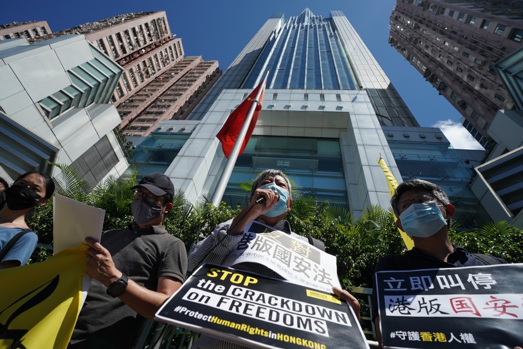 Lee Cheuk-yan (centre) of the Hong Kong Alliance in Support of Patriotic Democratic Movements of China. Photo: Felix Wong