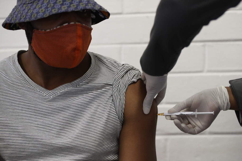 The trial vaccine is given to one of the first participants in Soweto, South Africa on Wednesday. Photo: AFP