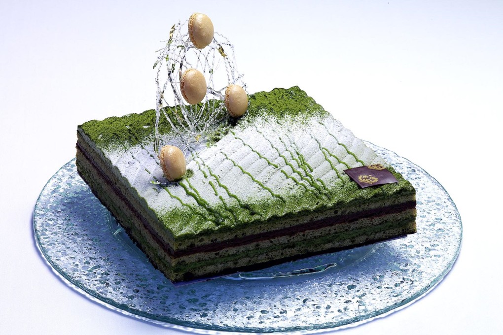 The Royal Garden's green tea opera matcha cake. Photo: The Royal Garden