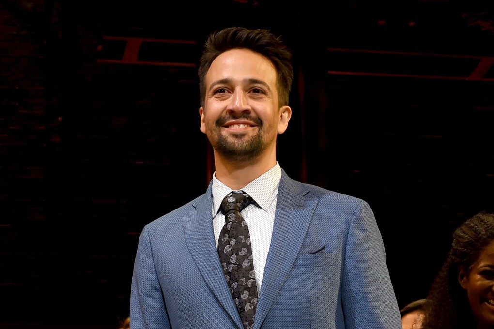 Hamilton creator Lin-Manuel Miranda at the opening night curtain call for the show at the Pantages Theatre on August 16, 2017 in Los Angeles, California. A filmed version of the show will be available on Disney+ from July 3. Photo: AFP