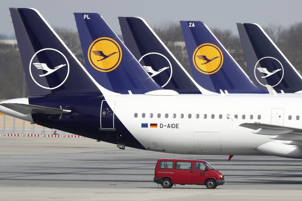 Lufthansa planes grounded by the coronavirus pandemic at the airport in Munich. Photo: AP