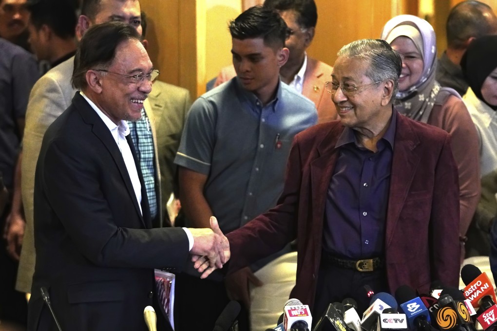 Malaysia’s former prime minister Mahathir Mohamad with Anwar Ibrahim (L). Photo: AP