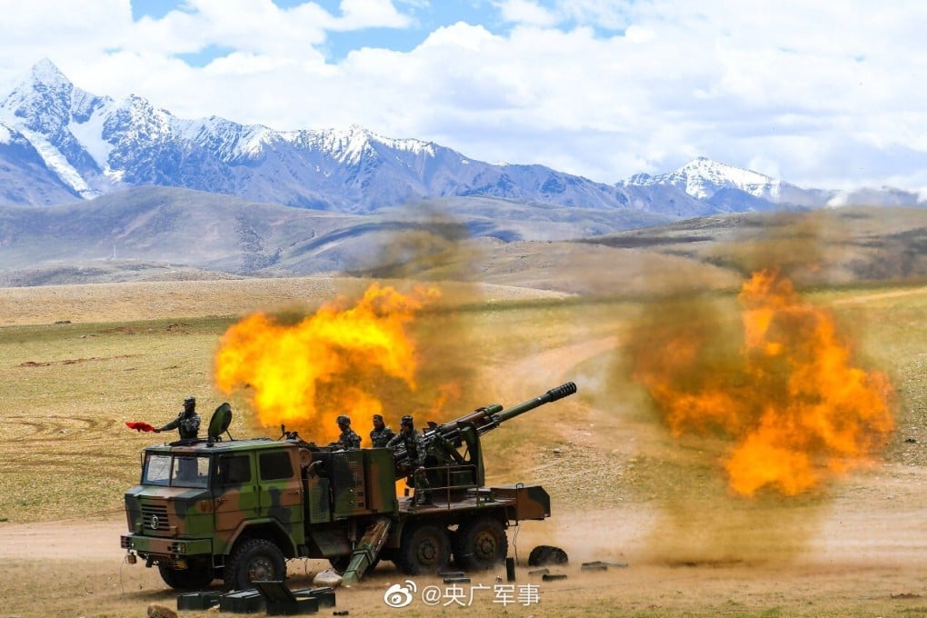 The Chinese military carries out a live-fire drill in Tibet as its tensions with India elevated following a deadly clash on the disputed Himalayan border. Photo: Weibo