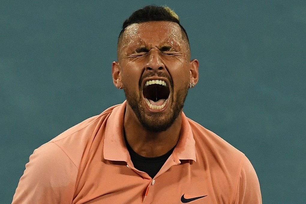 Australia’s Nick Kyrgios lets his frustration out at the 2020 Australian Open in Melbourne. Photo: AFP