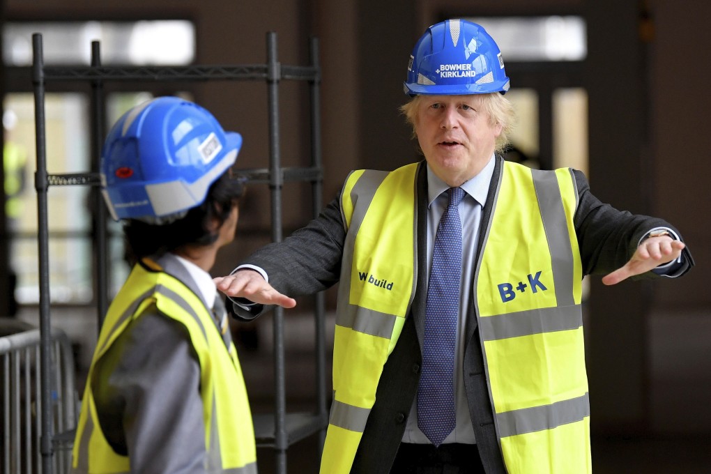 British Prime Minister Boris Johnson during a visit to the construction site of a school in west London. Photo: AP