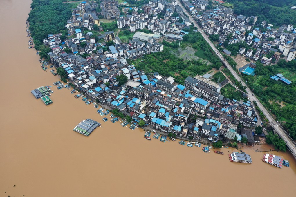 The flooded Lijiang in the southwestern region of Guangxi. Photo: Xinhua