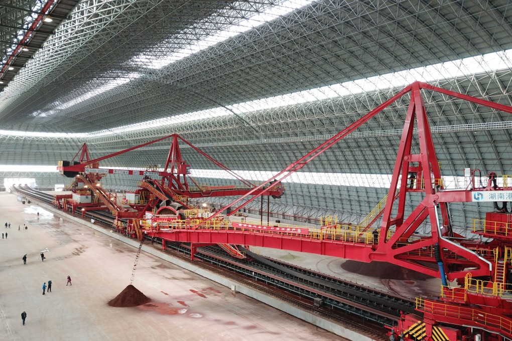 The interior of a capsule-shaped bulk cargo warehouse in Yueyang, central China's Hunan Province, that was put into use at Chenglingji Port in April. Photo: Xinhua